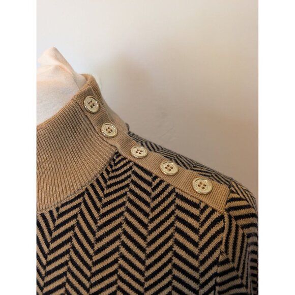 Chevron Pattern Calvin Klein Womens Sweater Button Neck M Old Money - Picture 2 of 5